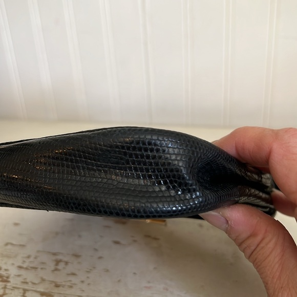 Vintage 60s 70s  Gucci Black Leather Women's Bag lizard skin purse - Picture 4 of 16